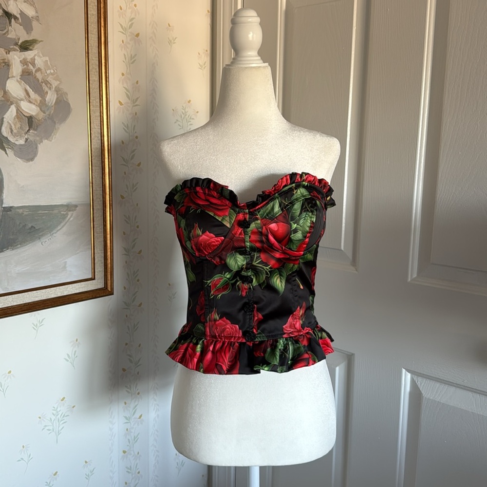 Sugar Thrillz La Bella Vita Corset Top - Black/Red